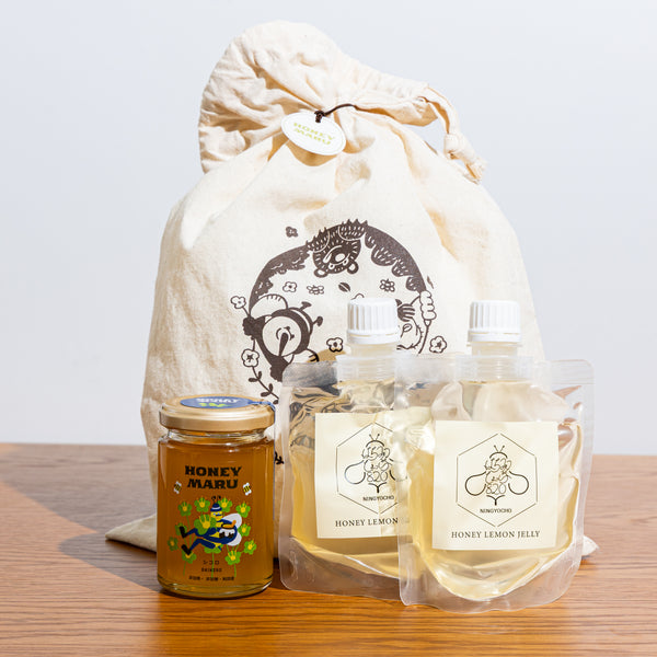 【送料無料】敬老の日限定セット シコロはちみつ160g＋はちみつレモンゼリー100g×2個 巾着袋＋紙袋セット